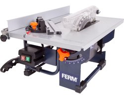FERM - TSM1036 - Zaagtafel - 200mm - 800W - Inductiemotor - Verstelbaar - werkblad - 0 - 45° - Inclusief - Ø200mm 24T zaagblad - Verstekgeleider - Parallelgeleider - Duwstok - stofzuigaansluiting - Afmeting tafel - 505x373 mm