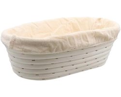 Fermentatie set - Broodmand - Rijsmand - brood mandje - broodmandjes voor op tafel - Bakvormen - met stoffen hoes - Ovaal - Natuurlijke houtkleur - 25×15×8,5 cm - Indiaas rotan