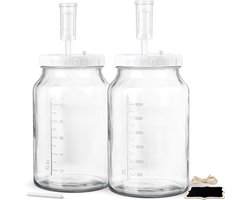 Fermentatiepot - 2 Stuks Fermentatiepotten - Met Waterslot En Schroefdeksel 4 Liter - Zuurkoolfermentatiepotten - Zuurdesemstarterpot - Kimchi-Container - Kombucha-Kefirpot