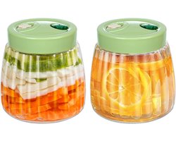 Fermentatiepot - Fermentatiepotten - 2 Stuks - 1 Liter - Kimchi-Container - Fermentatiepot Met 2 Ventilatiegaten - Perfect Voor Het Fermenteren Van Kimchi - Zuurkool - Zuurdesem - Starter Mason-Potten Met Deksels
