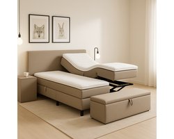 Fermo Hoog Laag Bed 2 Persoons/ Verzorgingsbed /Seniorenbed Elektrisch Verstelbaar 160x200 cm Beige/Montage optie/Made in NL