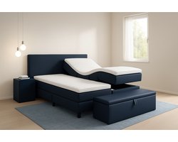Fermo Hoog Laag Bed 2 Persoons/ Verzorgingsbed /Seniorenbed Elektrisch Verstelbaar 180x200 cm Donker Blauw/Montage optie/Made in NL