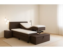 Fermo Hoog Laag Bed 2 Persoons/ Verzorgingsbed /Seniorenbed Elektrisch Verstelbaar 180x210 cm Donker Bruin