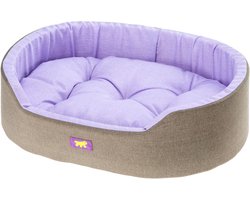 Ferplast Dandy Hondenbed, Afneembaar, Wasbaar Kussen, Katoenen Hoes met Zachte Vulling, Bed voor Middelgrote Honden, 95 x 60 x H 21 cm, Paars
