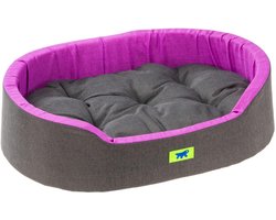 Ferplast Dandy Hondenbed, Afneembaar, Wasbaar Kussen, Katoenen Hoes met Zachte Vulling, Ideaal als Kattenhuis, 45 x 35 x H 13 cm, Paars