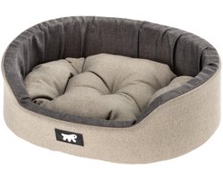 Ferplast Dandy Hondenbed, afneembaar, wasbaar kussen, katoenen hoes met zachte vulling, ook ideaal als kattenhuis, 55 x 41 x H 15 cm, bruin