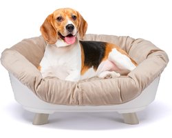 Ferplast Honden- en kattenbed met kussen, wasbaar honden- en kattenbed, gerecycled plastic, verhoogd bed voor kleine honden, ademend en antislip, SOFA' THRONE 73 x 55 xh 32 cm, wit