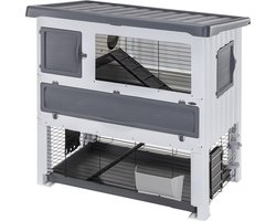 Ferplast Konijnenhok Grand Lodge 120 Plus - Dierenverblijf - 115.5x73x117 cm Grijs 120
