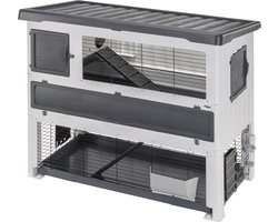 Ferplast Konijnenhok Grand Lodge 140 Plus - Dierenverblijf - 134x73x117 cm Grijs