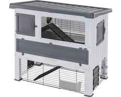 Ferplast Konijnenhok Grand Lodge - Dierenverblijf - 115.5x73x110 cm Grijs Wit