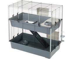 Ferplast Konijnenkooi Rabbit 100 Dubbel - Dierenverblijf - 95x57x93.5 cm Grijs