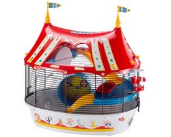 Ferplast Kooi Circus Fun - Hamsterkooi - Wit/Rood - 49,5 x 34 x 42,5 cm