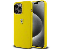 Ferrari Back Cover - Apple iPhone 15 Pro - Geel - Soft-Touch Siliconen - Sportief Design
