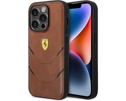 Ferrari Back cover - iPhone 14 Pro - Bruin - Stijlvol design met leren afwerking