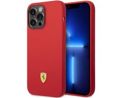 Ferrari Back Cover - iPhone 14 Pro Max - Rood - Siliconen afwerking - Slank design