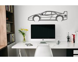 Ferrari F40 Silhouette – Metaal Kunst - Wanddecoratie - Man Cave - Auto Decoratie - 80cm X 20cm - Muurdecoratie - Cadeau voor man