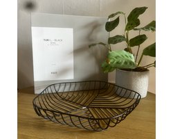 FEST® Yuki Design Fruitschaal Zwart L - 34 x 6 cm - Fruitschaal - Draadstaal - fruitmand - fruitschaal zwart - Designer - Decoratieschaal - Kom