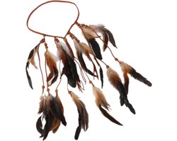 Festival Haarband - veren - boho - Ibiza - Indianentooi - hoofdband - Hippie accessoires - Bruin 1 stuks
