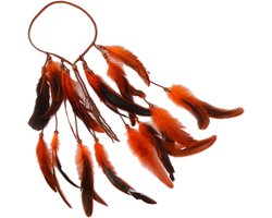 Festival Haarband - veren - boho - Ibiza - Indianentooi - hoofdband - Hippie accessoires - Oranje 1 stuks