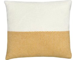Festivity wool cushion yellow offwhite square