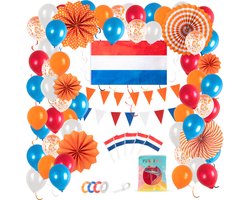 Festivz Nederland Set - Nederlands Elftal Compleet Set – Decoratie – Feestversiering – Rood - Wit - Blauw - Oranje - Latex - Oranje - Orange Latex - Papieren Confetti - Nederlands Elftal - Feest - Voetbal