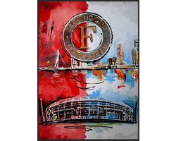 Feyenoord F Skyline Rotterdam Metalen Wandbord, Maat:20x30 cm - Sport-Voetbal-F1-Racing-MotoGP-Werkplaats-Garage-Classic Cars-Man Cave-Wandbord Mancave-Kroeg decoratie-Tekstbord-Metalen wanddecoratie