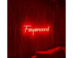 Feyenoord Rotterdam Neon LED Bord van Hoge Kwaliteit – Inclusief Adapter & Ophangmateriaal – Perfect voor Mancave en Woonkamer - 70cm x 23cm