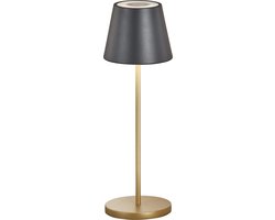 FHL easy! Cosenza 2.0 - Tafellamp voor buiten - IP44 - LED 2,0 W + RGB - Dimbaar - 2700K - Ø11cm, H:34cm - USB oplaadbaar - Zwart/Goud