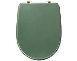 Ficus Toiletbril - WC-Bril met Blad Design - Universele Toiletzitting - Duurzame Badkamer Accessoire - HDF - 36 x 49.8 x 5.4 cm - Donkergroen