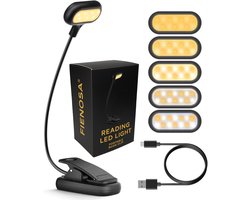 Fienosa Leeslampje voor boek met klem - Bureaulamp - Klemlamp - Filtert Blauw Licht - Oplaadbaar - Dimbaar - Wit en Warm Wit