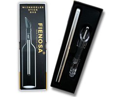 Fienosa RVS Wijnkoeler Stick - Wijnkoelerstaaf Relatiegeschenk - Wijnkoelers - Instant Cooling - Zomers - Champagnekoeler - inclusief luxe schenktuit - Inclusief luxe Afsluitdop - Wijnkoeler Staaf - Geschenk - Cadeau - Strak Design -