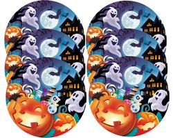 Fiestas Guirca Halloween/horror pompoen bordjes - 12x - oranje - papier - D23 cm