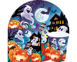 Fiestas Halloween/horror pompoen feest servies set - borden/bekers/servetten - 44x - oranje - papier