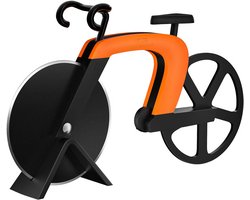 Fiets pizzasnijder, messen van roestvrij staal met anti-aanbaklaag, oranje