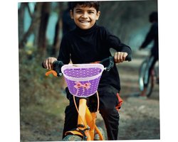 Fietsmand met Slingers - Kinderaccessoires Set - Fietsdecoratie Kind - Universele Pasvorm - 20 cm - Paars