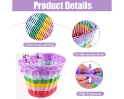 Fietsmand voor kinderen - fietsmand met stickers, slangen en klokken - rieten mand voor jongens en meisjes