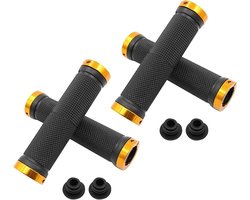 Fietsstuurgrepen Set - Ergonomische handvatten - Comfortabel fietsen - Antislip rubber - 130 mm lengte - Goud zwart