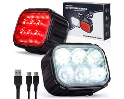 Fietsverlichting LED Set – Oplaadbaar via USB – Voor- & Achterlicht – Waterdicht – 3 Lichtstanden