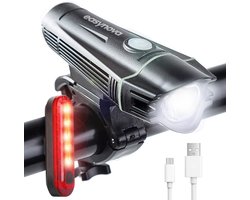 Fietsverlichting LED Set – Oplaadbaar via USB – Voor- & Achterlicht – Waterdicht – 5 Lichtstanden