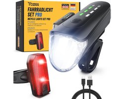 Fietsverlichtingsset met intelligent remlicht en automatische helderheidsregeling - USB-oplaadbaar, 80 lux, IPX5 waterdicht