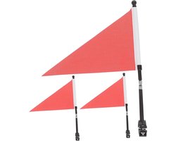 Fietsvlag Set - Kinderaccessoires - Veilig Fietsen - Eenvoudige Montage - 3 Stuks - Rood