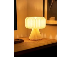 FIG Living Ori Tafellamp voor woonkamerdecoratie, slaapkamer, studeerkamer en cadeau, 32 cm hoog origami design lampenkap | premium gelamineerd papier - stof- en waterbestendig | sfeerlamp