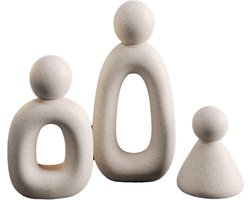 Figuratieve beeldjes - Abstracte driepersoons gezinsbeeldjes - Moderne sculpturen - Woondecoratiebeeldjes - TV-meubeldecoraties - Boekenplankbeeldjes - Cadeaubeeldjes - Nismeubels - Melkwit