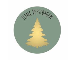 Fijne Feestdagen Etiketten – Olijfgroen & Goud – 250 Stuks – Luxe Stickers voor Kerstcadeaus