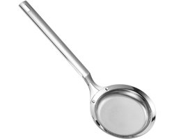 Fijnmazige RVS Lepel voor het Afschuimen van Vet en Schuim, Diepe Frituurlepel met Lange Handgreep, Keukenfilter voor Voedsel en Vetten (Diameter 11 cm)