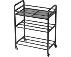 Filament-opbergrek voor 3D-Printers, 3-Laags, 680 X 400 X 880 Mm, Spoelhouder op Wielen, Accessoire-Organizer voor 3D-Printstudio, Kantoor Of Werkplaats, Zwart