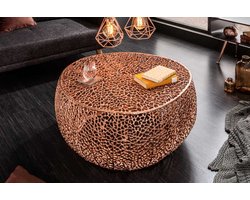 Filigraan design salontafel ABSTRACT BLAD 80cm koper handgemaakt - 40287