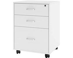 Filing Cabinet with 3 Drawers and Lockable Design - Space Saving Storage Solution in White