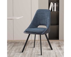 Filou' Bouclé blauwe Stoel | blauwe PU Bekleding - 85x48x56cm - Set van 2