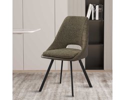 Filou' Bouclé donkergroene Stoel | donkergroene PU Bekleding - 85x48x56cm - Set van 2